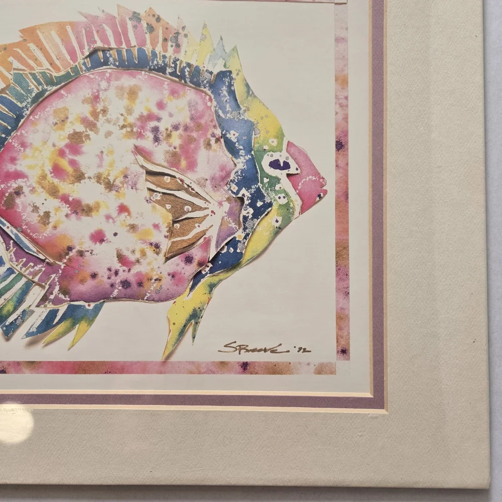 Colorful Tropical Fish Art Vintage Matted Print Sherrie Reeve